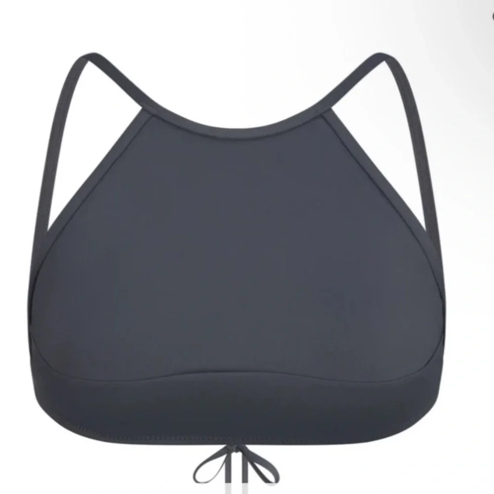 SKIMS Recycled Swim High Neck Bikini Top - Gunmetal
